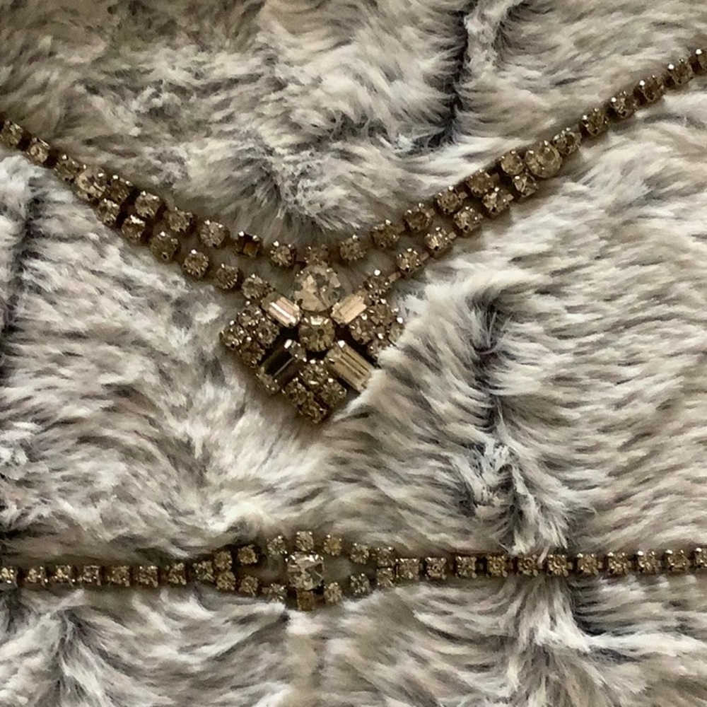 Vintage rhinestone choker and bracelet set